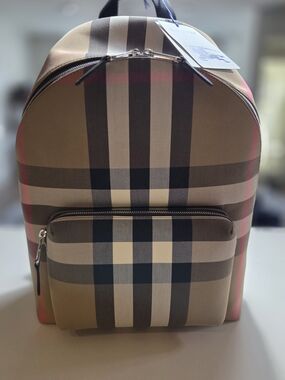 Authentic Burberry Men's Jeff Check Canvas Backpack - NWT and Dustbag